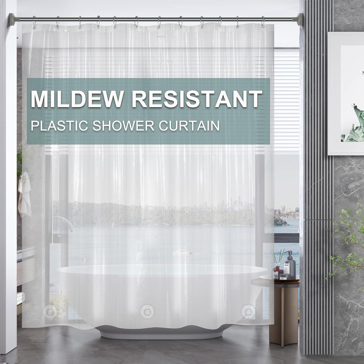 AmazerBath Plastic Shower Curtain, 72 x 84 Inches EVA 8G Thick Bathroom Plastic Shower Curtains w... | Amazon (US)