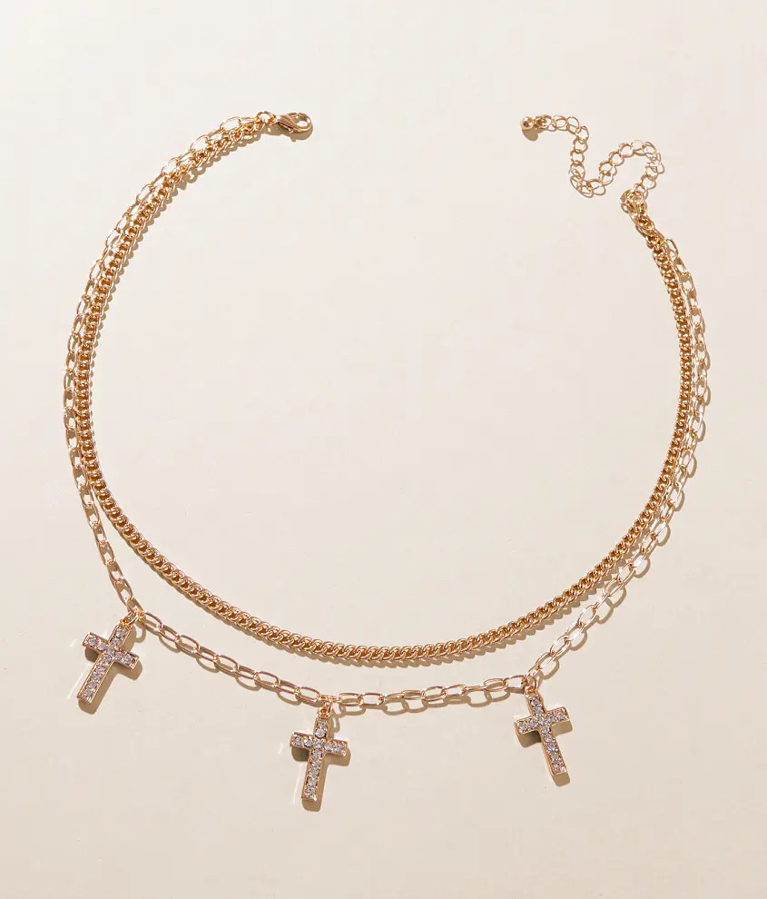 Tiered Glitz Cross Necklace | Buckle
