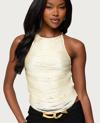 Women's Kalana Crisscross Backless Fringed Top | Macy's