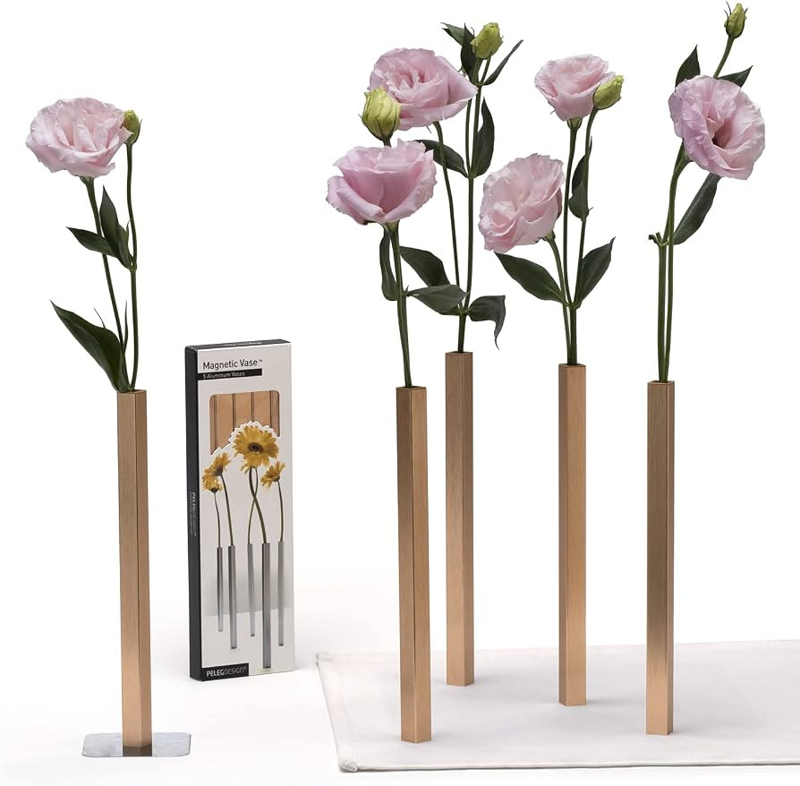 PELEG DESIGN Magnetische Blumenvase – Mini Vasen für Tischdeko | Set mit 5 kleinen Silbervasen... | Amazon (DE)