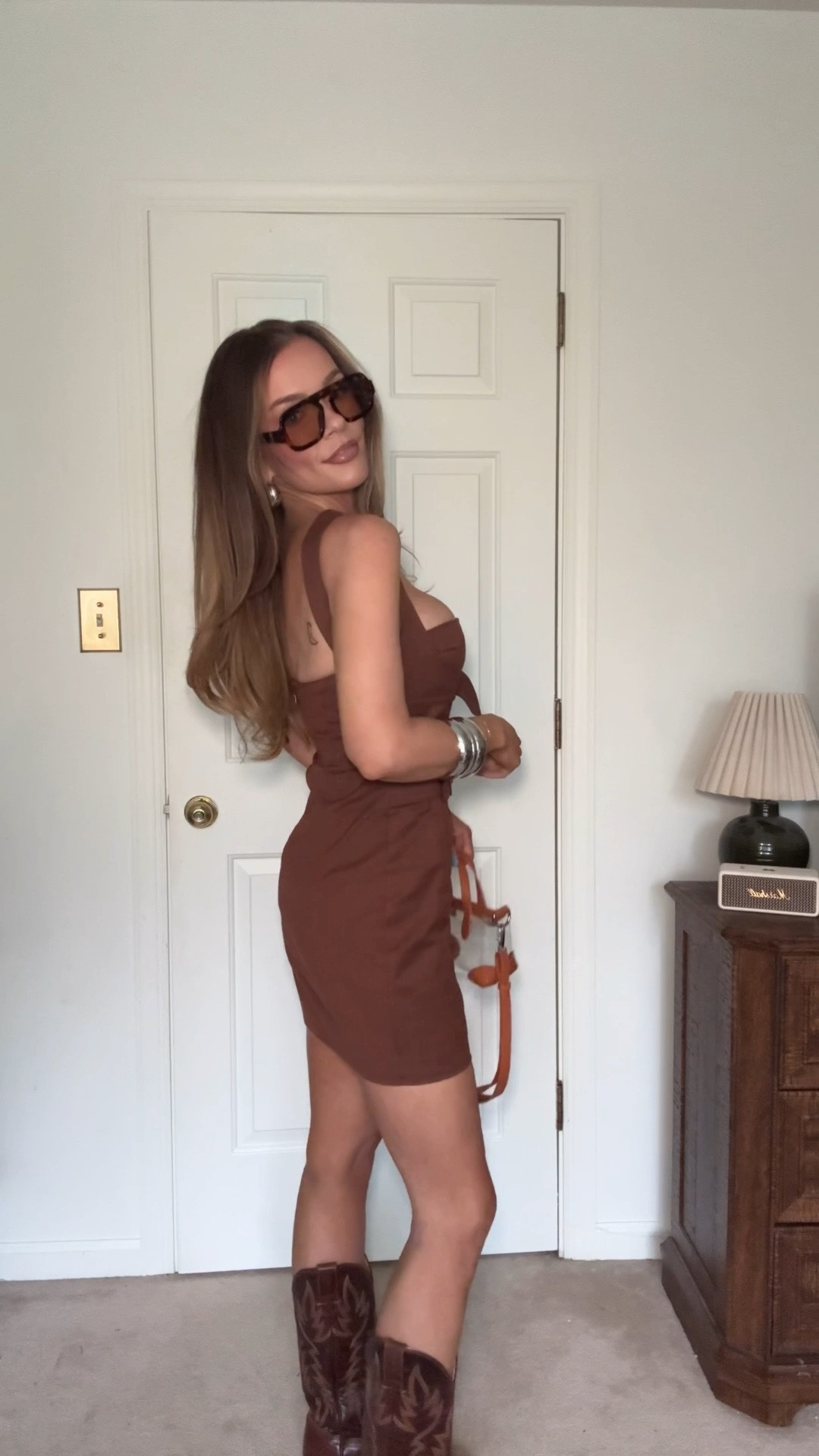 Country concert outfit ideas are here! Loving this dress. Also comes in black and denim. Wearing size XS.