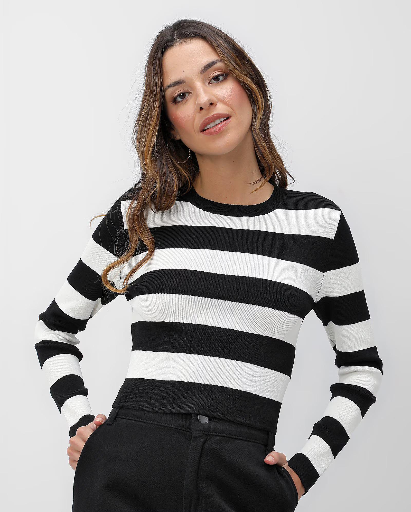 Blusa cropped de malha listrada multicor | Pool Basics by Riachuelo | Riachuelo (BR)