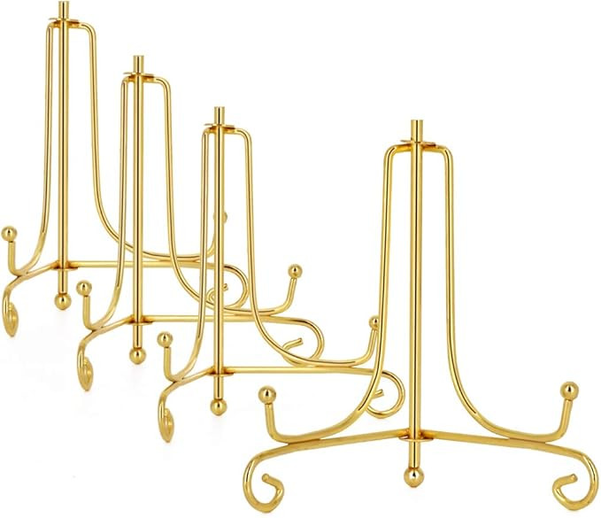 LIONWEI LIONWELI 4 Inch Gold Iron Plate Stand Holder Easel Display Stand for Plate?Picture?Photo ... | Amazon (US)