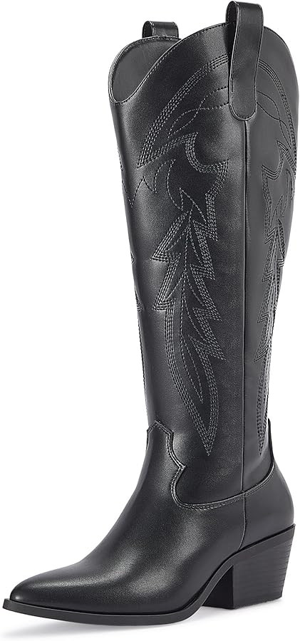 LISYIIZ Women's Cowboy Boots Wide Calf Knee High with Zip Classic Chunky heel for Girls Ladies Fa... | Amazon (US)