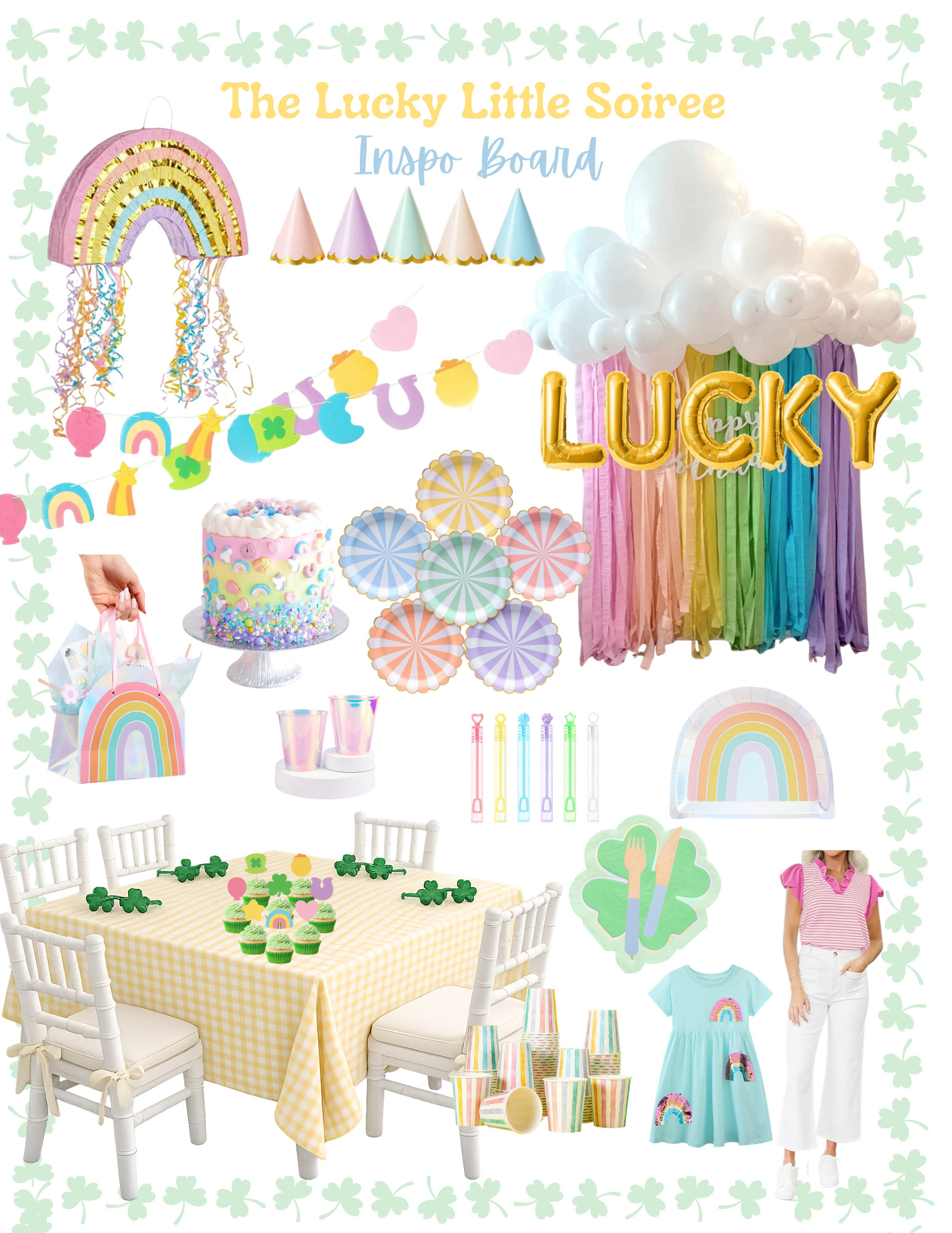 🍀 The Lucky Little Soirée 🍀
A St. Patrick’s Day inspired kid party theme with soft pastels, rainbows, and shamrock details.

This setup works beautifully for kids of different ages and is easy to recreate with simple decor, fun snacks, and playful activities.

Everything here is perfect for March birthdays, classroom parties, or festive playdates.

👉 Tap to shop the full party setup. 

 #LTKmomlife #LTKBaby #LTKKids