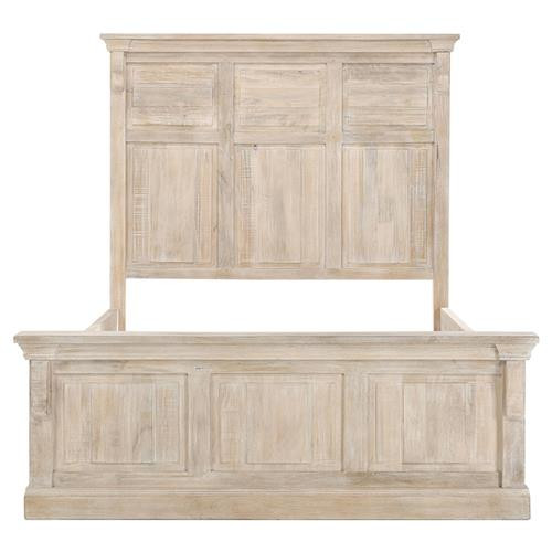 Melany French Country Rough Finish Brown Mango Wooden Bed - Queen | Kathy Kuo Home