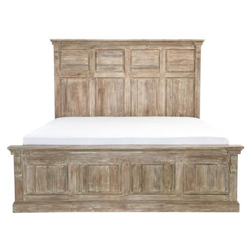 Melany French Country Rough Finish Brown Mango Wooden Bed - Queen | Kathy Kuo Home