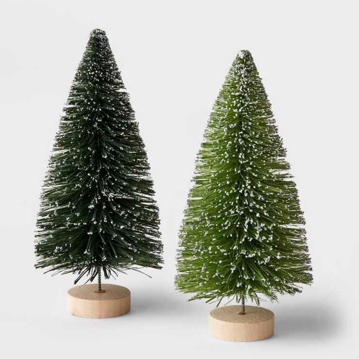 2pc 6" Decorative Sisal Bottle Brush Tree Set Green - Wondershop™ | Target