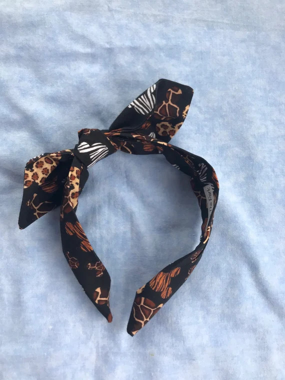 Headbands with character, animal print Mickey heads, Animal Kingdom themed bow band | Etsy (US)