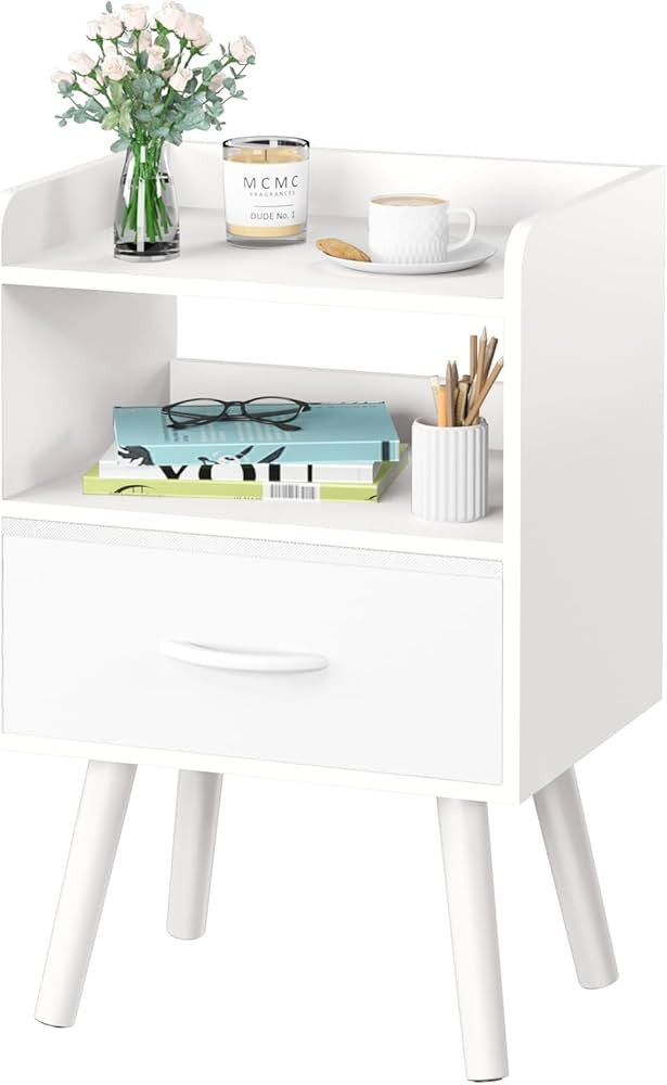 Yoobure Modern Nightstand with Drawer, Bedside Tables, Mid Century Nightstands with Open Storage ... | Amazon (US)