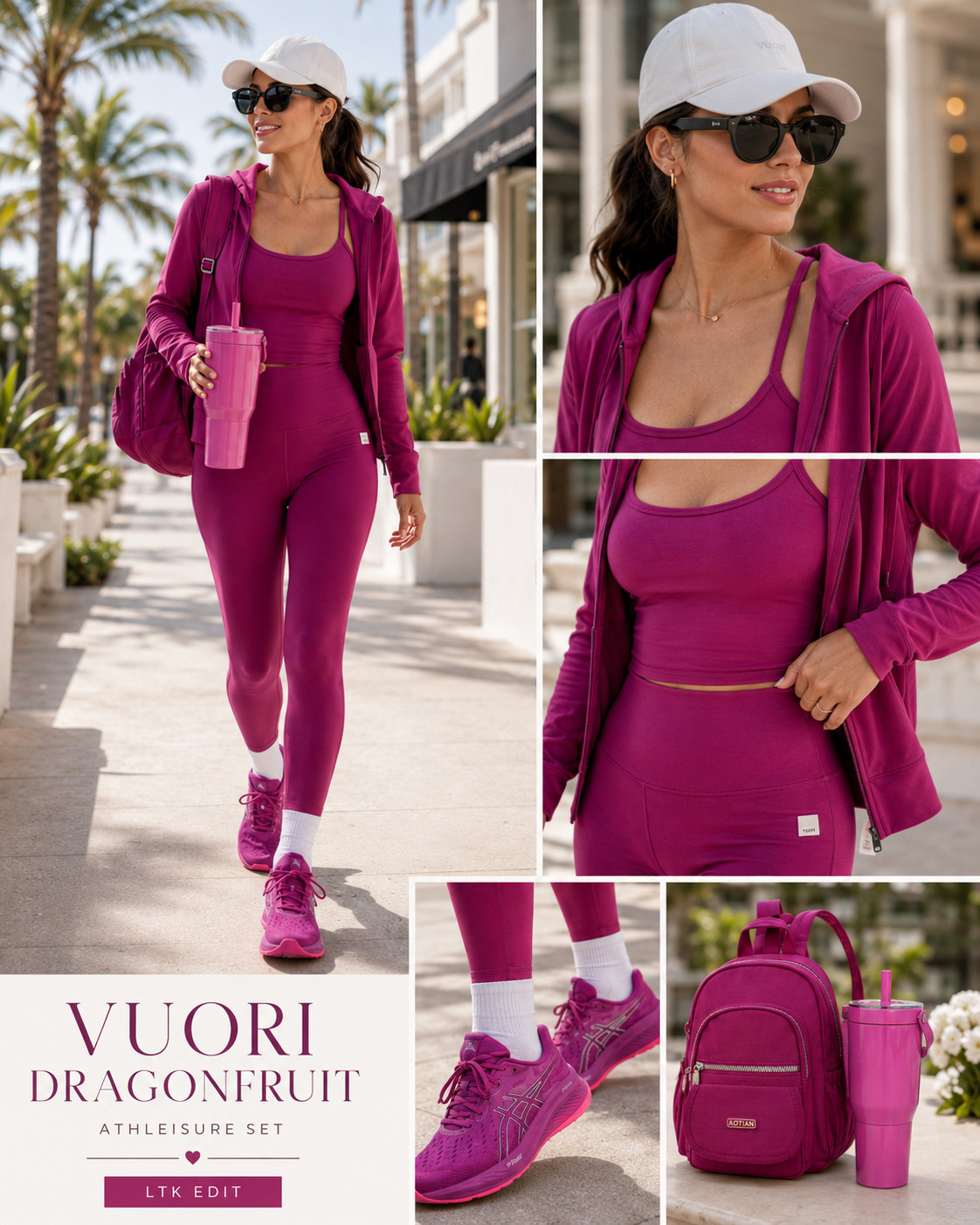 @Vuori US Dragonfruit is the bold athleisure color that turns an everyday workout set into a full main-character moment. 💗✨

This monochromatic Vuori outfit combines a sleek fitted tank, sculpting high-rise leggings, and a lightweight full-zip hoodie for the perfect balance of performance, comfort, and polished off-duty style. 

The rich Dragonfruit shade is vibrant without feeling overly bright—and it makes even a simple coffee run or morning walk look completely intentional.

Style the set with a crisp white baseball cap, black sunglasses, coordinating sneakers, a matching mini backpack, and a pink tumbler for an elevated tonal look. 

Wear the hoodie open for an easy layered outfit, tie it around your waist after your workout, or remove it when temperatures warm up.

Perfect for Pilates, gym sessions, hot-girl walks, travel days, errands, school drop-off, weekend coffee runs, and casual athleisure outfits. 

The pieces can also be worn separately with white, black, charcoal, and other Vuori neutrals for even more outfit combinations.

This is the Vuori Dragonfruit set that brings the energy before the workout even starts!!

📌 SAVE this bold Vuori athleisure look before Dragonfruit sells out!

Everything is linked! ↓

#LTKActive #LTKSaleAlert #LTKTravel