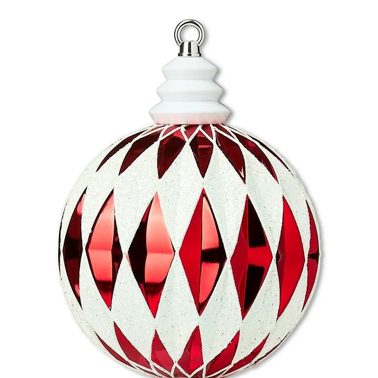 Red and White Jumbo Shatterproof Finial Christmas Ornament, 23", by Holiday Time | Walmart (US)