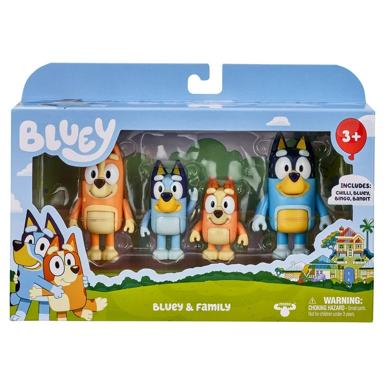 Bluey Family Figure 4-Pack, with Mum Dad Bingo Bluey, Ages 3+, Toddler Toys | Walmart (US)