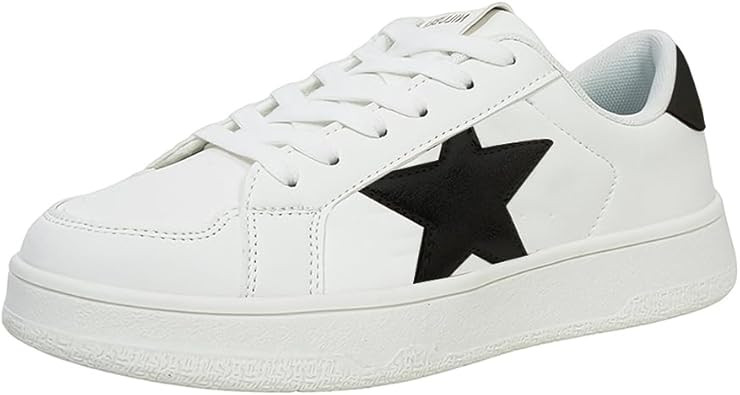 Niluber Star Sneakers for Women Low Top Comfortable Cushioned White Gold Sliver Leopard Platform ... | Amazon (US)