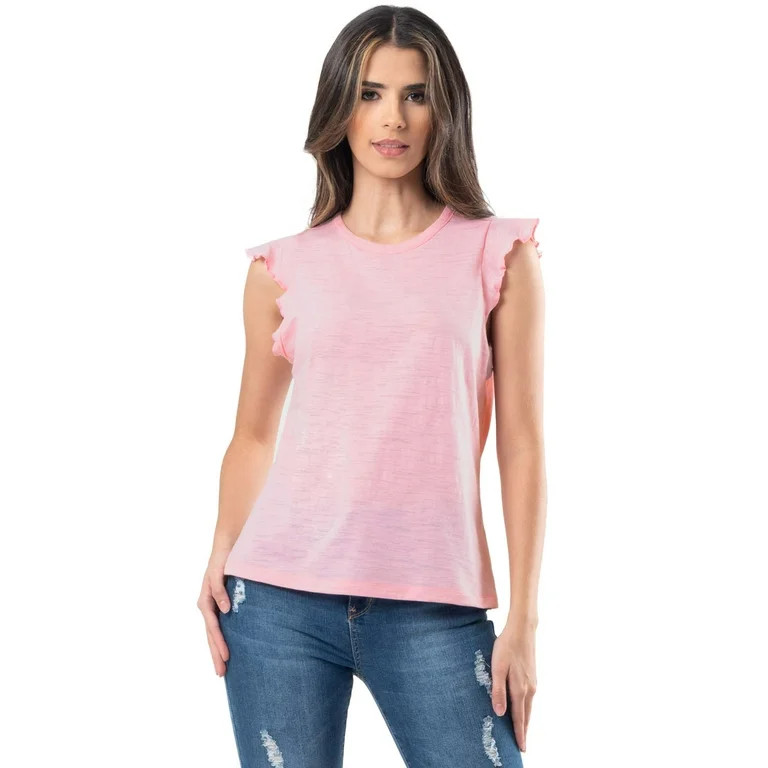 Lee Womens and Plus Ruffle Sleeve Crewneck Tank Top, S-4X | Walmart (US)