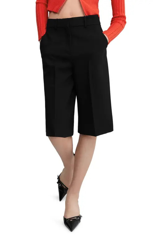 MANGO High Waist Straight Leg Bermuda Shorts in Black at Nordstrom, Size 6 | Nordstrom