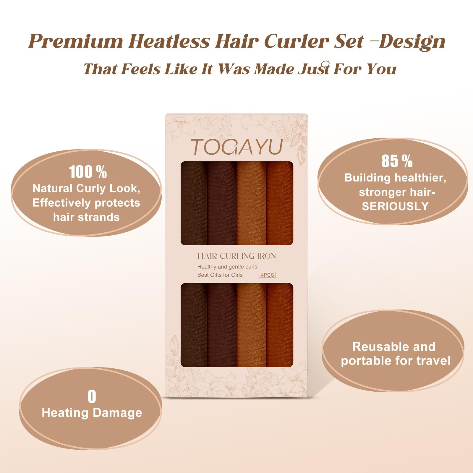 Heatless Curls Overnight Set - 8PCS Jumbo Velvet Hair Rollers to Sleep In, Soft Flexi Rods for No... | Amazon (US)