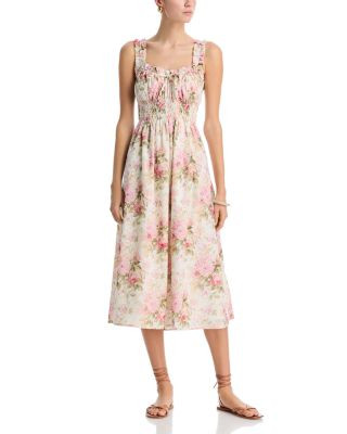 Floral Eyelet Tie Smocked Midi Dress - Exclusive | Bloomingdale's (US)