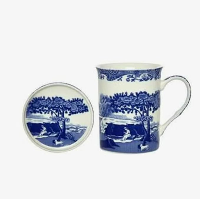 Portmeirion Blue Italian Mug & Coaster Set | 12Ounce | Large Handle | Use for Coffee, Tea, Latte,... | Amazon (US)