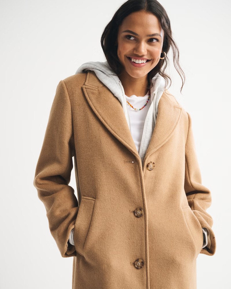 Wool-Blend Tailored Topcoat | Abercrombie & Fitch (US)