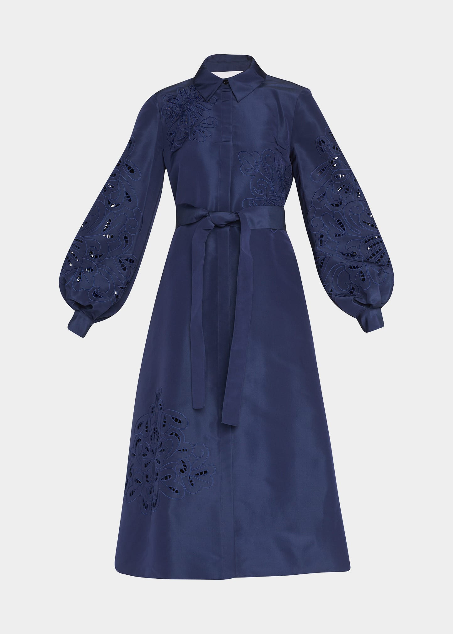 Carolina Herrera Eyelet Embroidered Silk Midi Shirtdress | Bergdorf Goodman