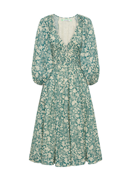 Posy Elastic Waist Midi Dress in Teal | Bohemian Traders