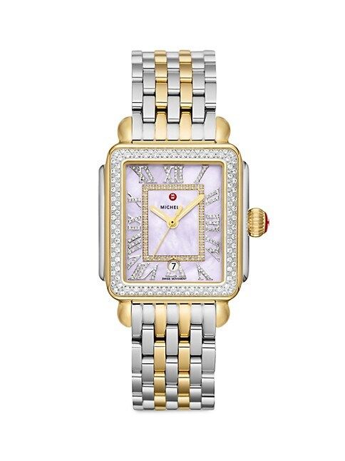 Deco Madison Two-Tone 18K Gold-Plated Diamond Watch | Saks Fifth Avenue