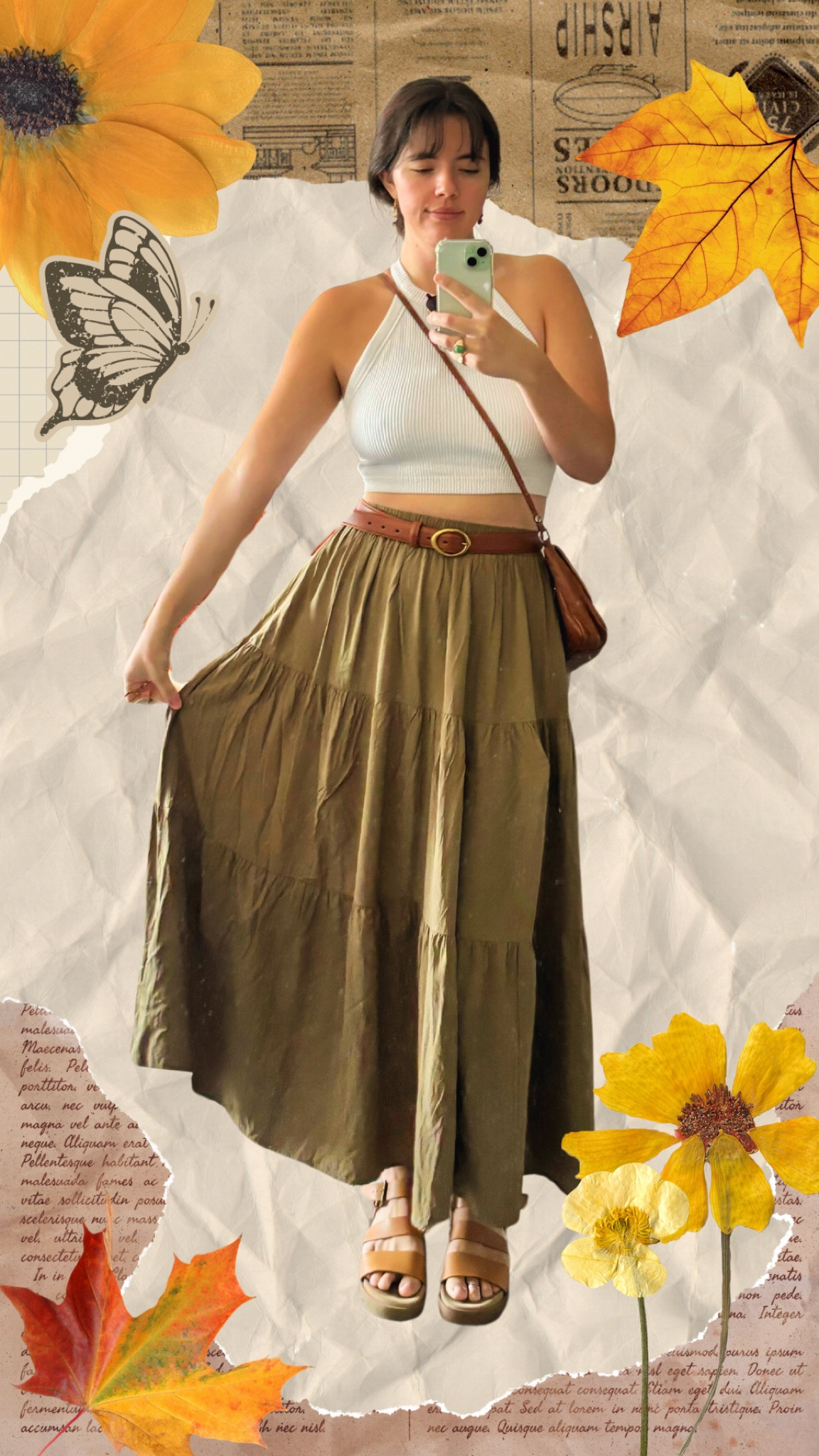 Summer to fall ootd!!! Still so warm out in TX. 🍂🍁🪵🫶🏻🌞 love wearing this skirt with a white top. So light and airy but also works great with a sweater and boots for colder weather! Medium top and large skirt!

#LTKFallSale #LTKSeasonal #LTKU