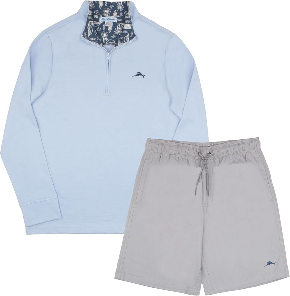Tommy Bahama Boys Pullover Quarter-Zip Long-Sleeved Sweater & Shorts Set, Casual 2-Piece Back to ... | Amazon (US)