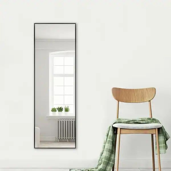 Modern Sleek Metal Frame Full-length Hanging or Leaning Wall Mirror | Bed Bath & Beyond