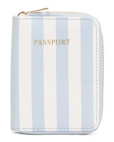 Leather Riviera Stripe Zip Around Rfid Passport Holder | TJ Maxx