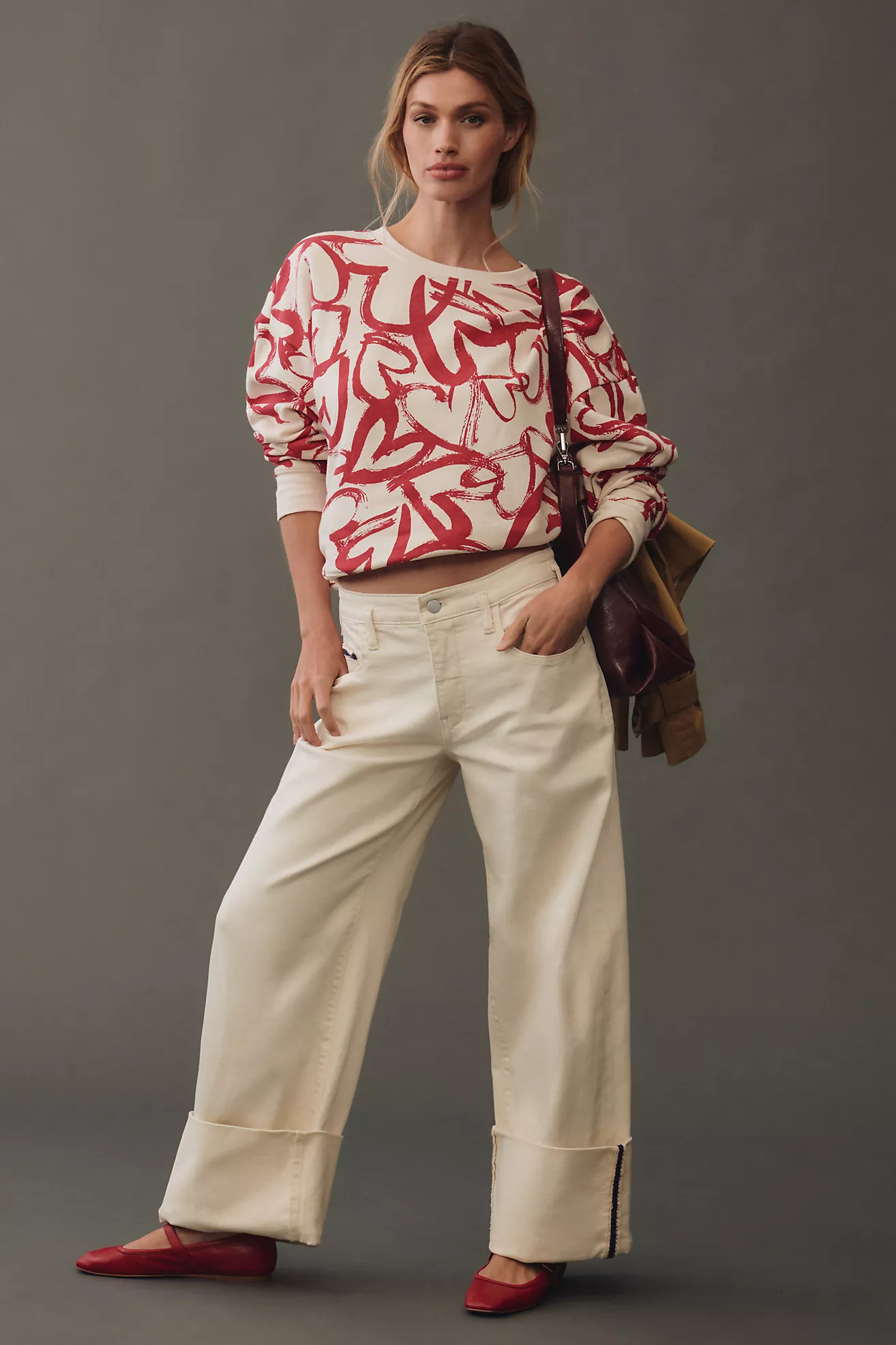 Maeve Heart Printed Sweater | Anthropologie (US)