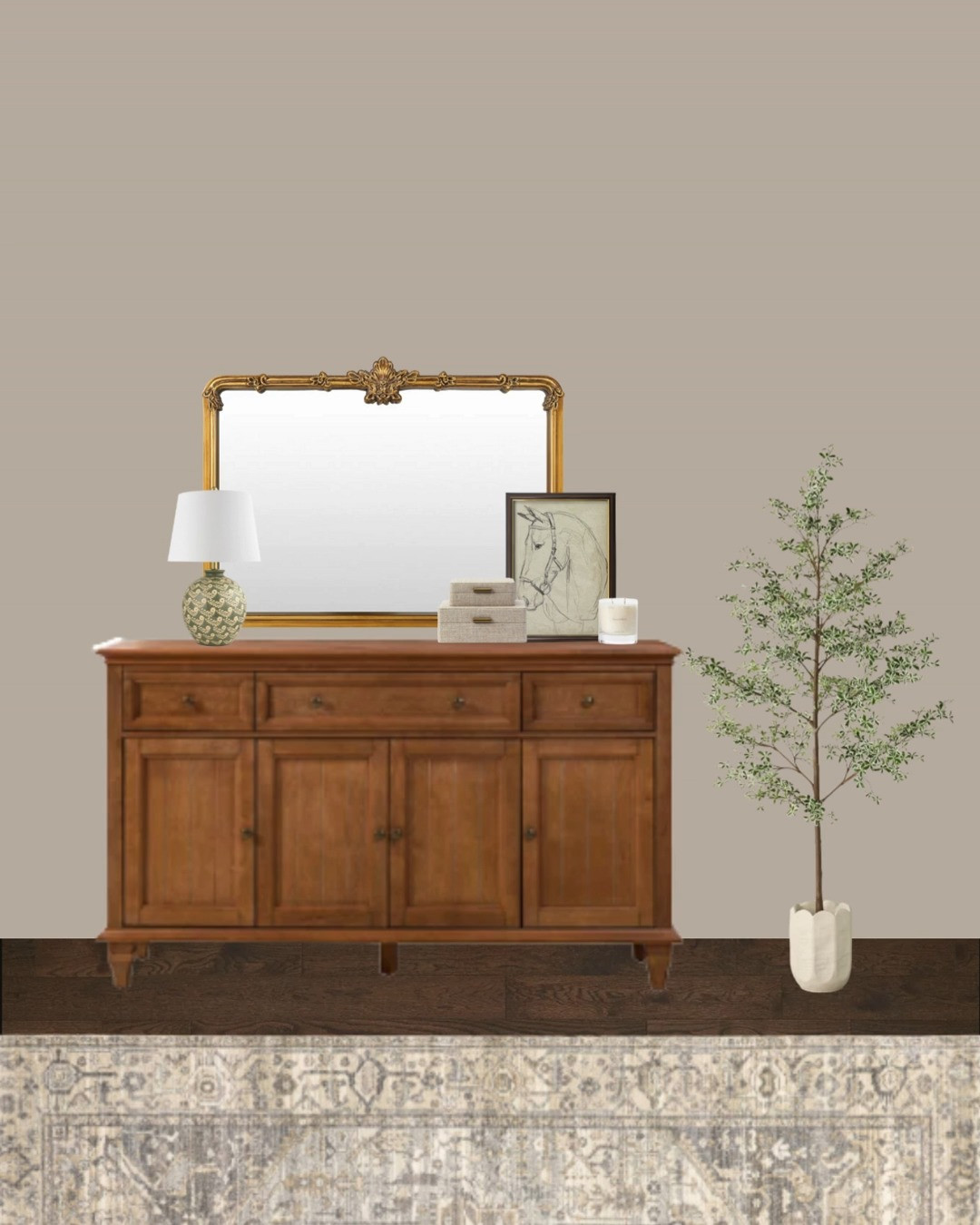 A heritage cottage sideboard styled with traditional wood furniture, classic silhouettes, and restrained decor. The focus stays on scale, symmetry, and texture rather than trend driven styling. Warm wood tones, simple ceramics, and traditional artwork create a sideboard moment that feels timeless and grounded.

This heritage cottage sideboard works as dining room storage, living room furniture, or entryway storage for those looking for traditional sideboard styling, cottage inspired furniture, or classic wood storage solutions with quiet character. 

 #LTKHome