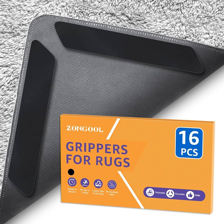 ZONGOOL 16PCS Rug Tape Non Slip Rug Pad Grippers Double Sided Carpet Tape | Amazon (US)