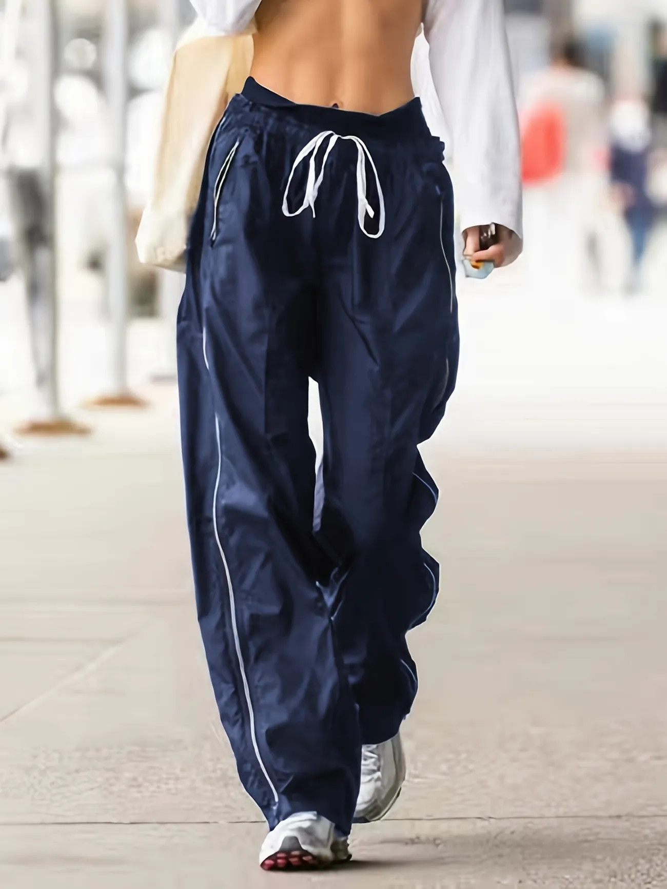 Y2k Elastic Loose Pants Casual Drawstring Slant Pocket Pants Womens Clothing - Women's Clothing -... | Temu Affiliate Program