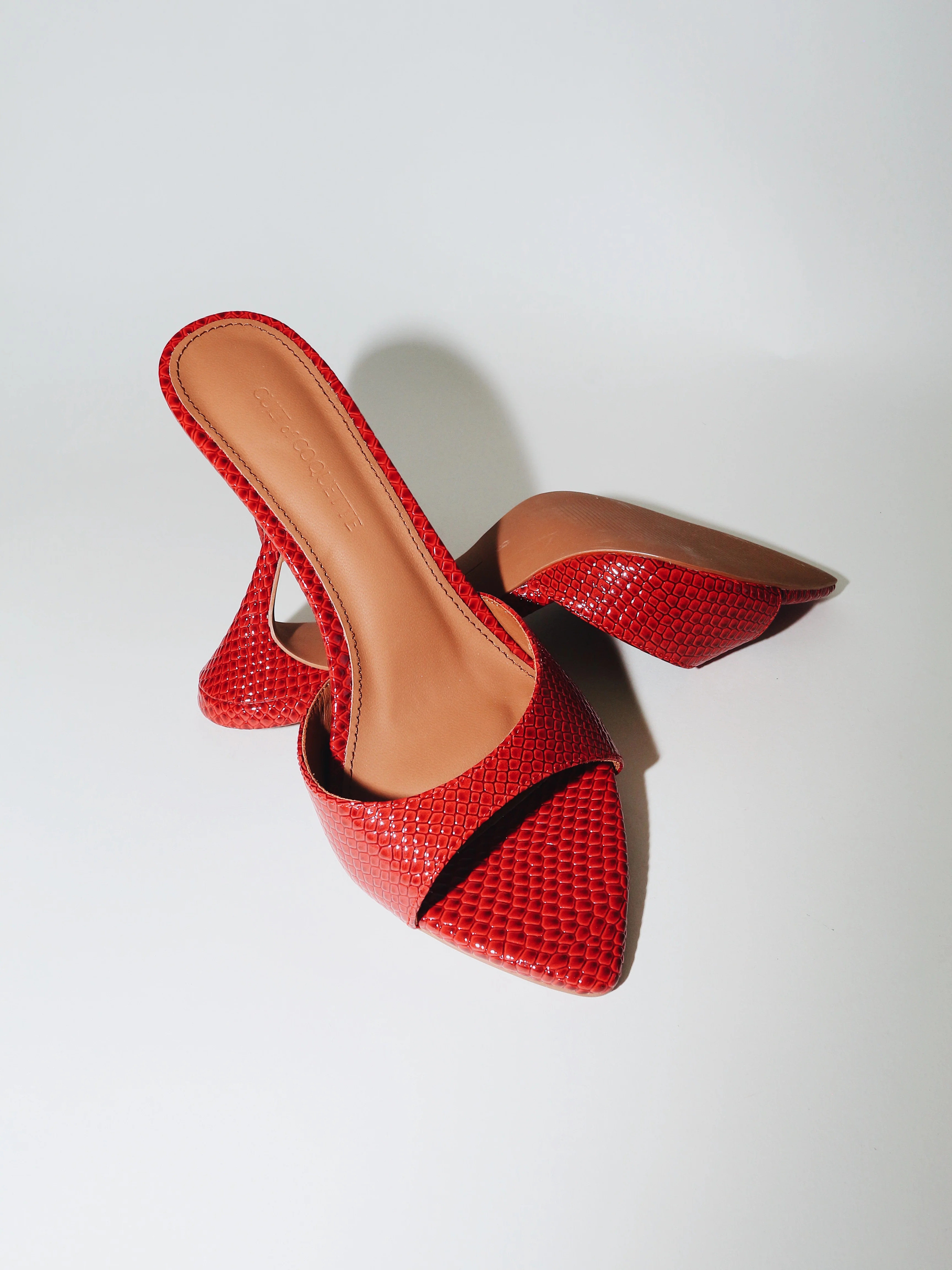 Gia Red Reptile Vegan Mules 80 mm | CULT OF COQUETTE