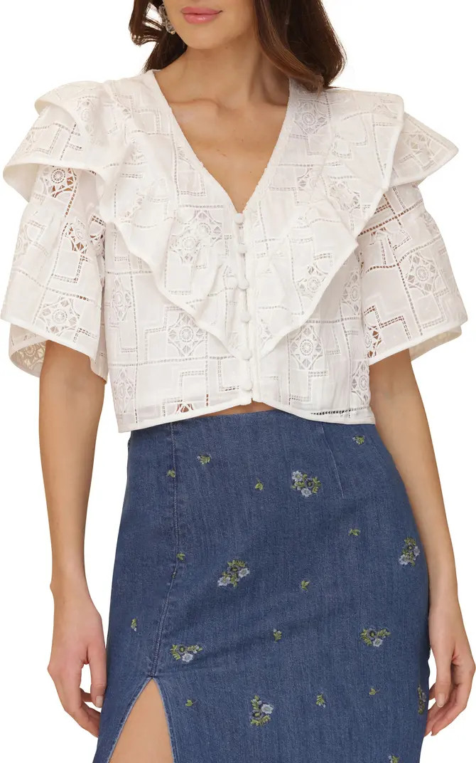 Ruffle Tiered Button-Up Crop Top | Nordstrom