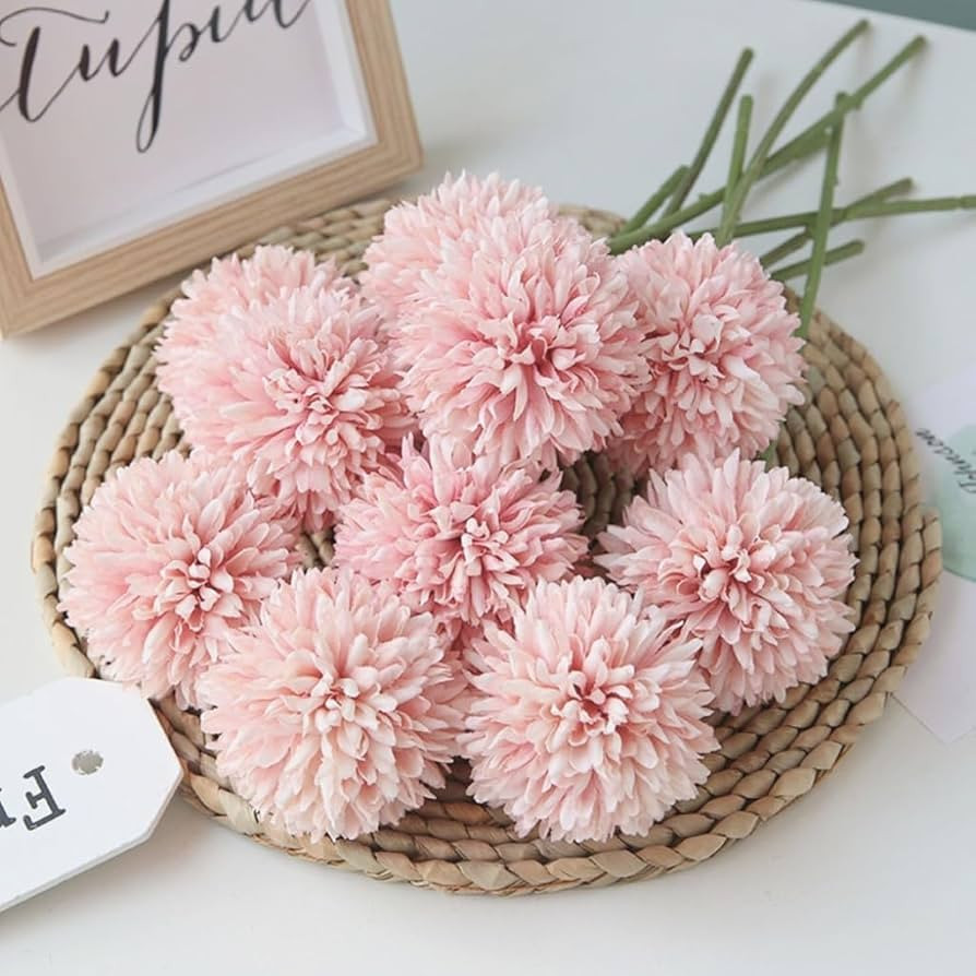 Artificial Flowers Chrysanthemum Ball Flowers Bouquet 10pcs Present for Important People Glorious... | Amazon (US)