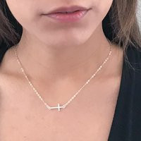 Sideways Cross Necklace Women - Sterling Silver Necklaces For Christian Jewelry Confirmation Gift Bridesmaid | Etsy (US)