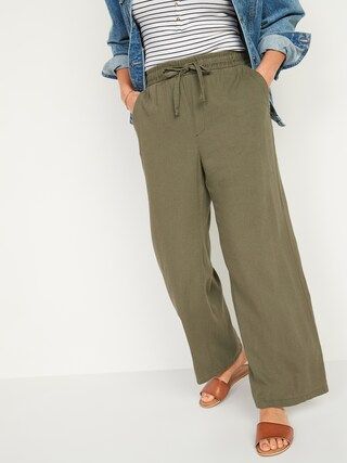 High-Waisted Wide-Leg Linen-Blend Pants for Women | Old Navy (US)