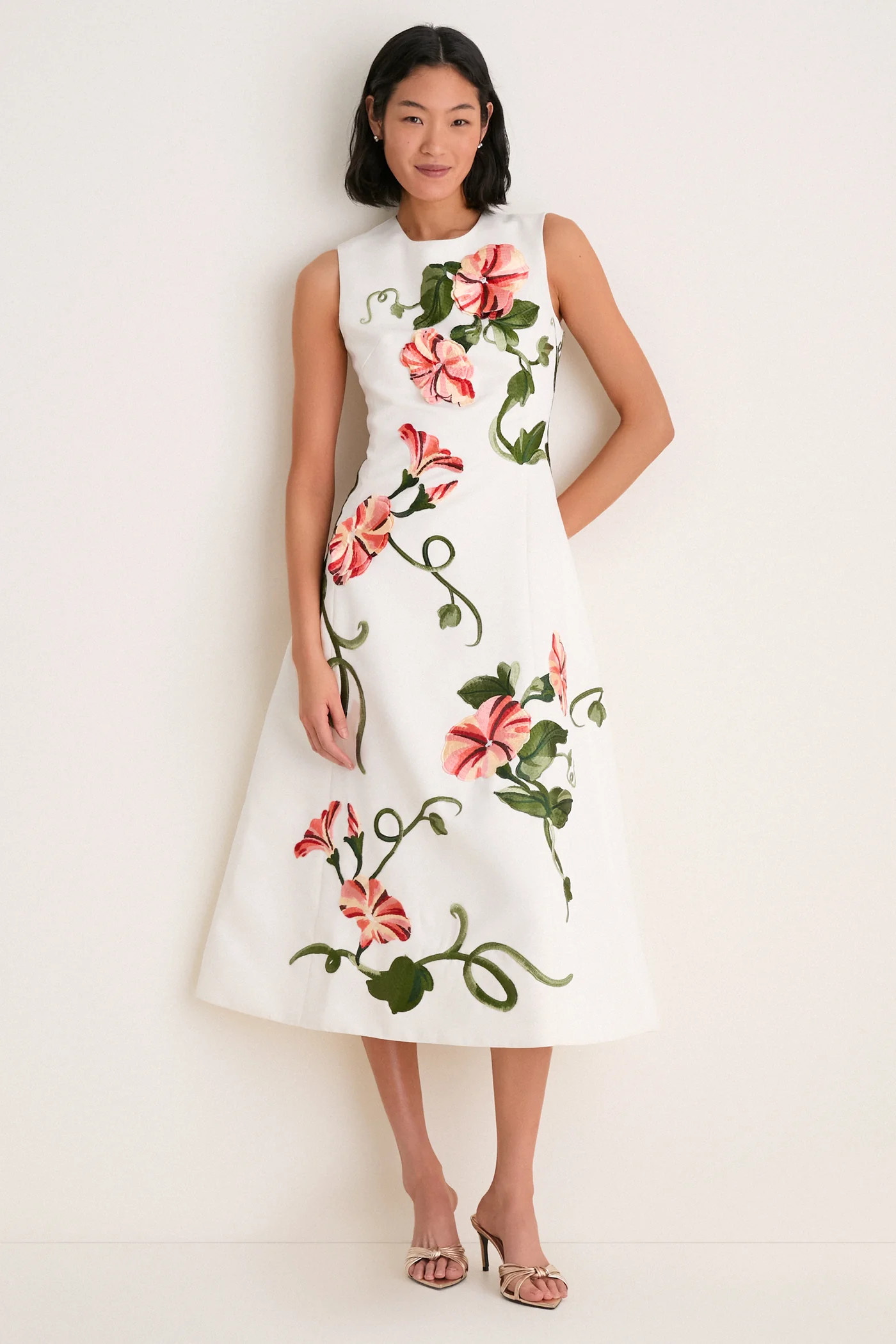 Snow Vine Print Cleo Applique Midi Dress | Tuckernuck (US)