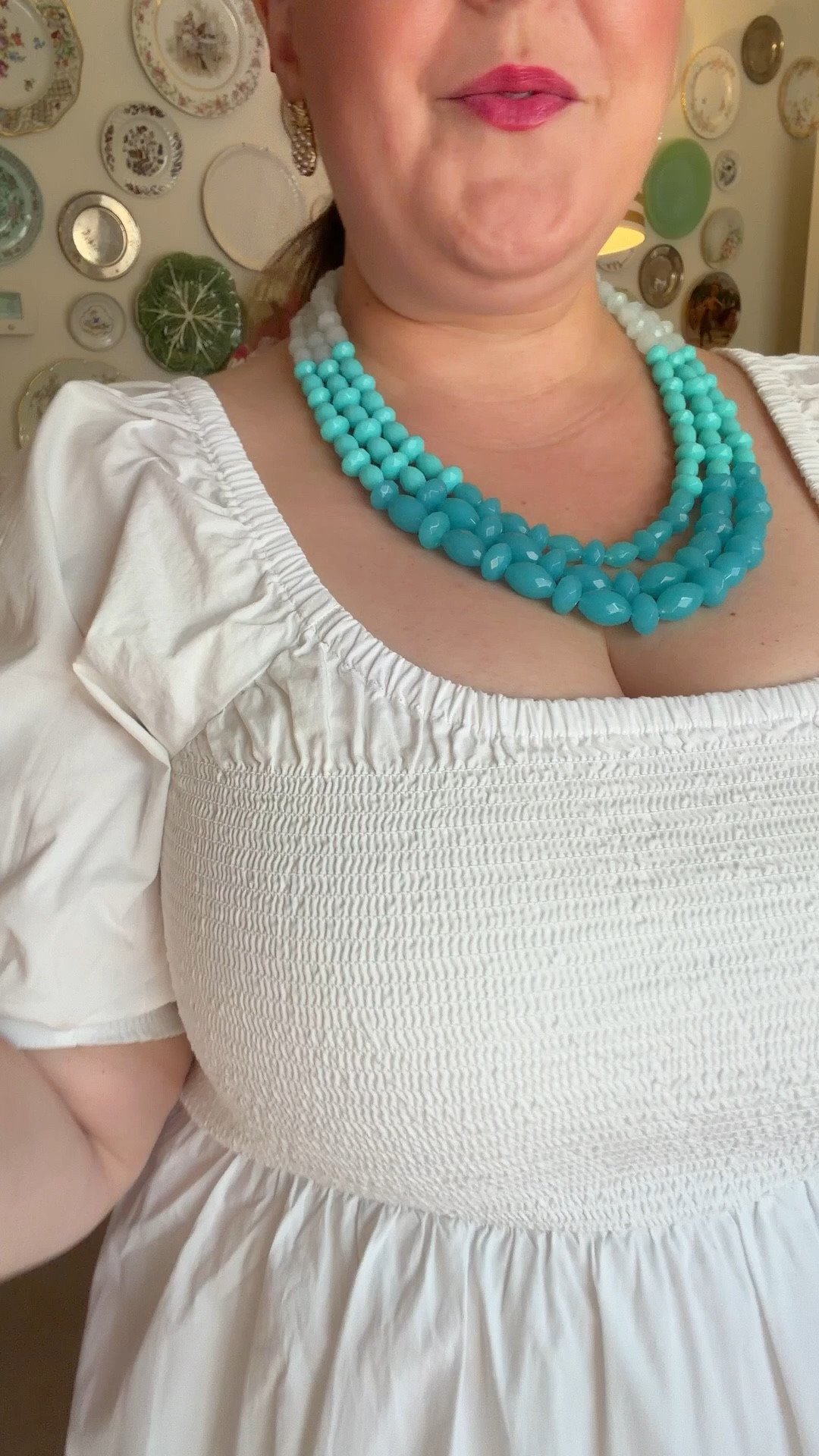 Wore this little white dress to an al fresco dinner party this weekend and felt like I stepped straight into a Nancy Meyers movie 🤍✨

It’s one of those pieces that does all the work for you—easy, breathable, and just pretty. The smocked bodice is super flattering, the puff sleeves add a little drama (in the best way), and the eyelet detail feels so timeless and feminine.

I paired it with bold turquoise jewelry and a bright lip for a little Southern summer moment, but honestly… you could throw this on barefoot with a glass of rosé and call it a night 🥂

Perfect for:
• dinner parties (obviously)
• beach trips
• brunch with girlfriends
• “I want to feel put together but not try too hard” days

If you’re building a wardrobe that makes hosting feel effortless… this one belongs in it.