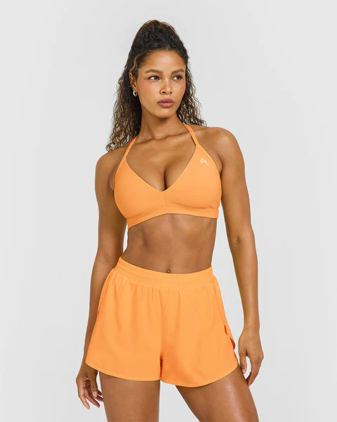 EasyLift™ Ultra Minimal V Neck Bralette with White Logo 
 Powdered Orange | Oner Active (UK / US)