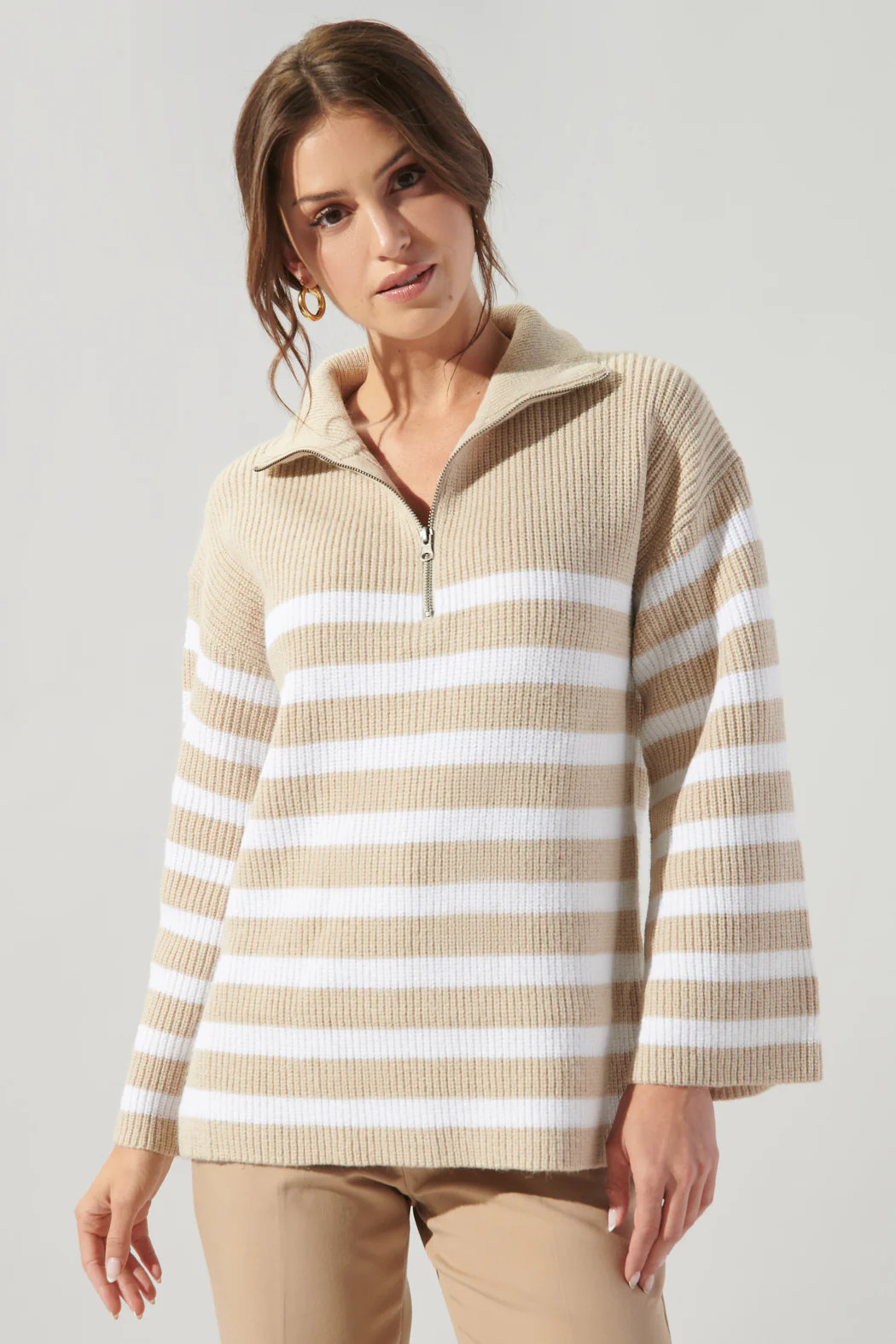 Coastal Striped Half Zip Sweater | Sugarlips