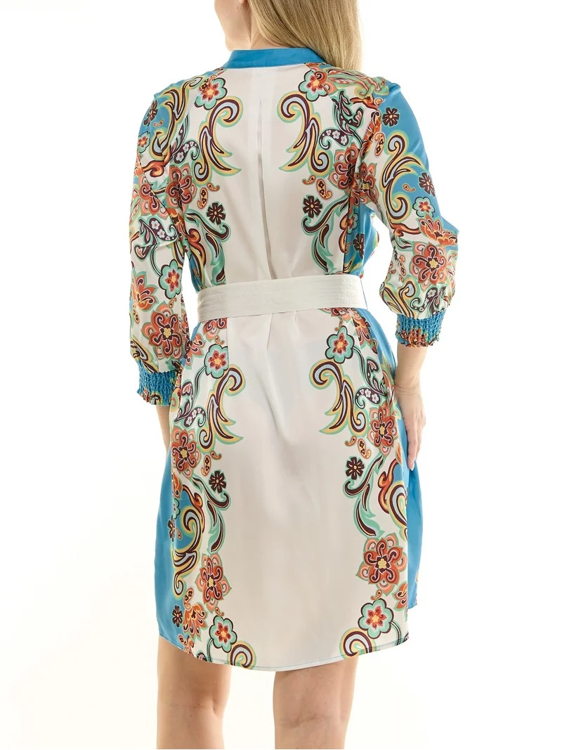Nanette Nanette Lepore Womens Long Sleeve Tie Waist Mirror Print Mini Dress | Walmart (US)