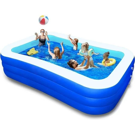 BN-LINK Inflatable Pool for Kids and Adults, 118" X 68" X 22" Oversized Thickened Family Swimming Pool for Toddlers, Outdoor, Garden, Backyard, Summer Water Party | Walmart (US)