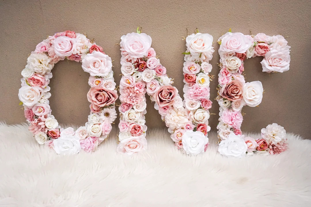 1st Birthday Girl, Flower ONE Letters, First Birthday Girl, 1st Birthday Decorations, Floral Lett... | Etsy (US)