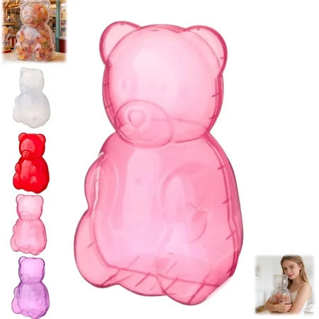 Gummy Bear Container Cute - Clear Plastic Bear Shaped Gummy Bear Storage Box, Spacious Candy Boxes for Valentine's Day Gift & Birthday Party Supplies & Favors 1pcs red (Pink,1PC) | Walmart (US)