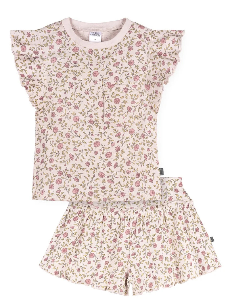 Modern Moments by Gerber Toddler Girl Organic Top and Short Set, Sizes 12 Months - 5T - Walmart.c... | Walmart (US)
