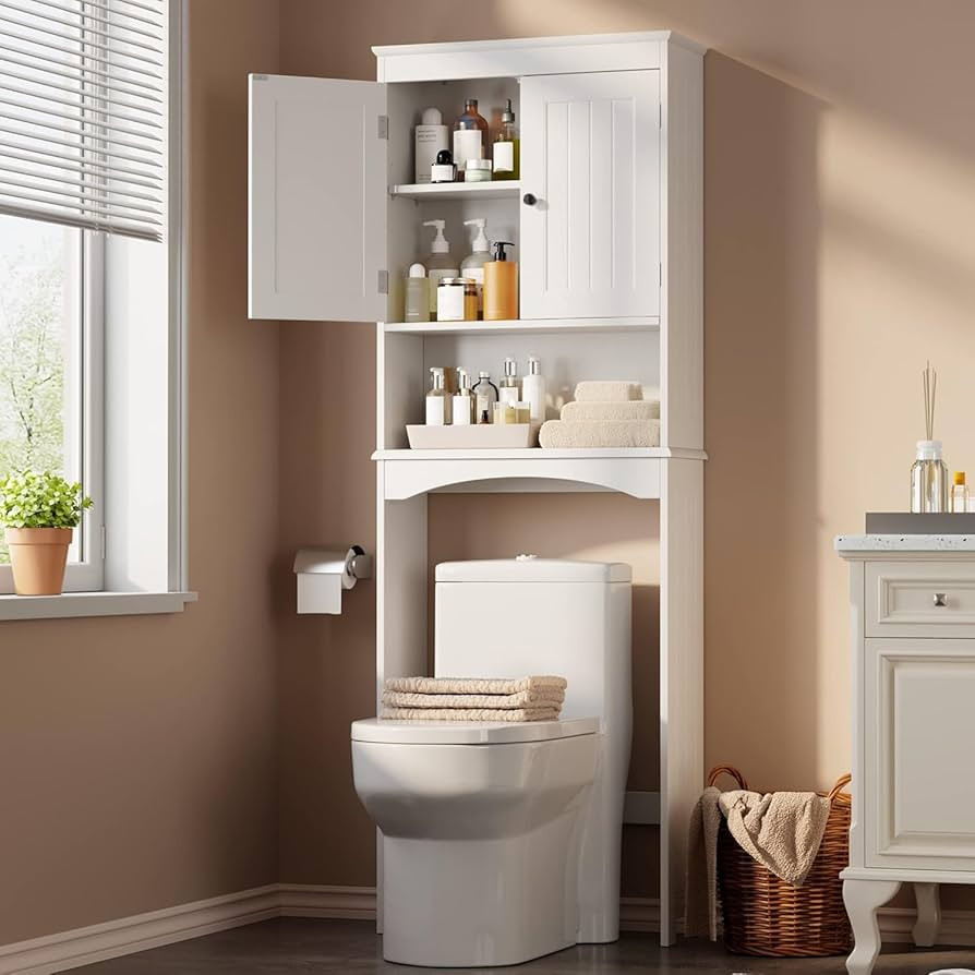 Gizoon Over the Toilet Storage Cabinet with Adjustable Shelf and Double Doors, Bathroom Space Sav... | Amazon (US)